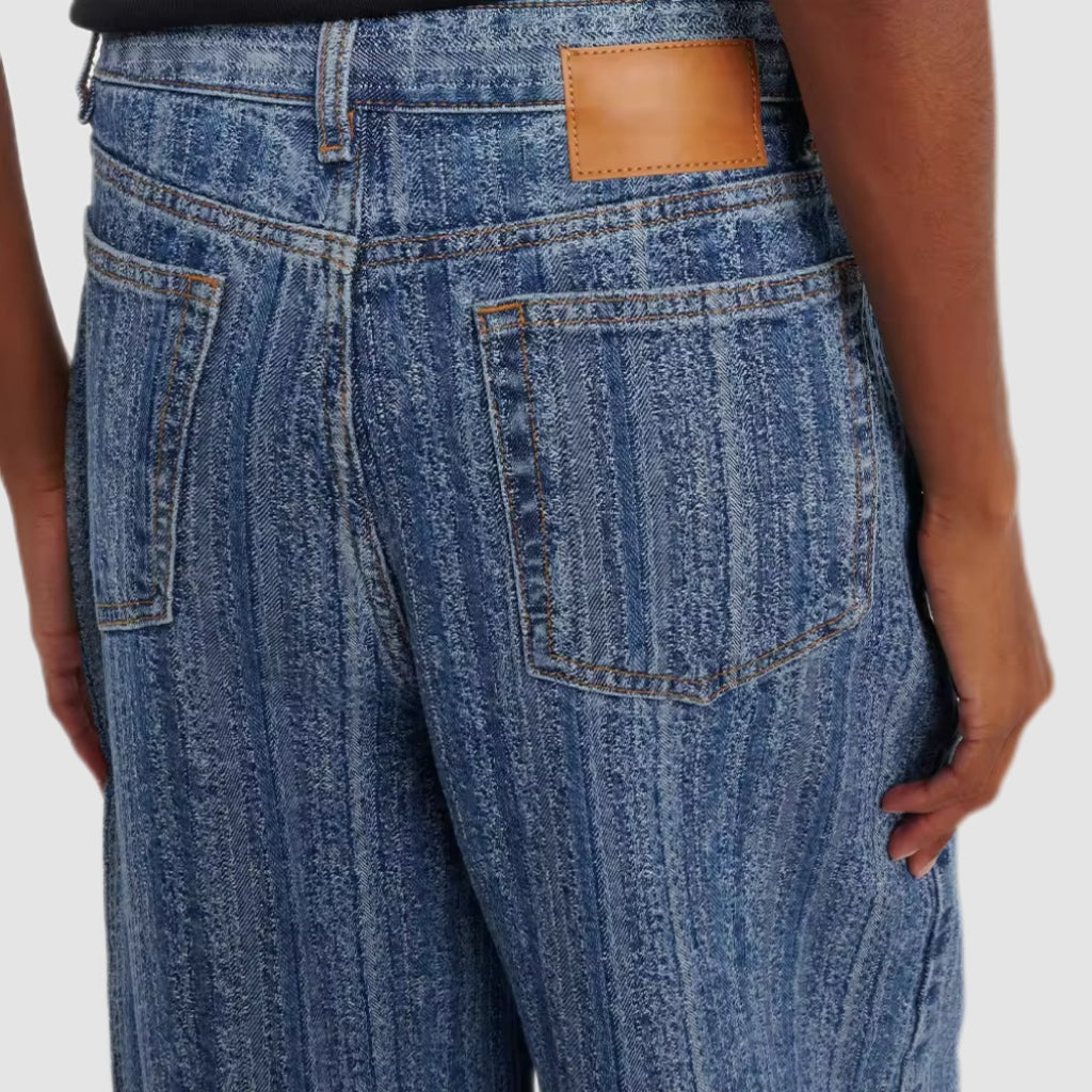 Wide-Leg Blue Striped Jeans