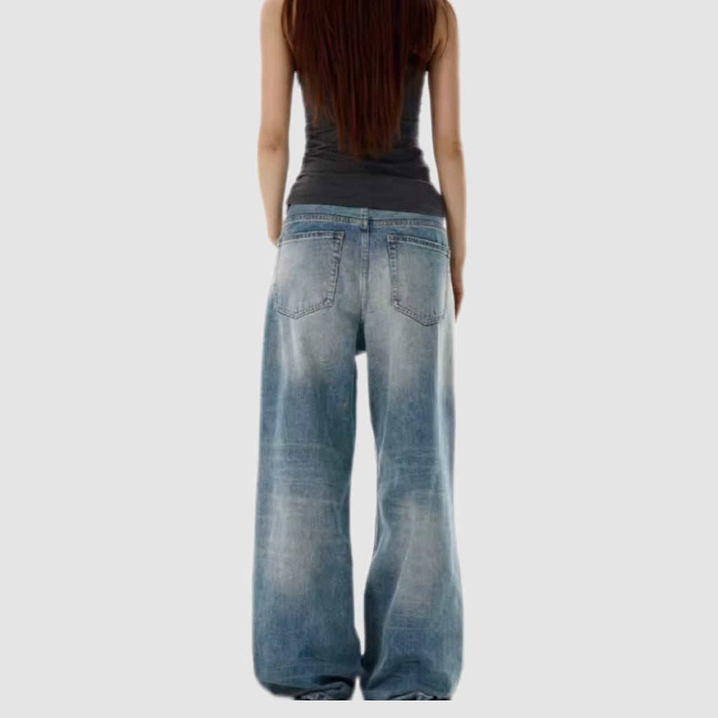Mid-Waist Blue Wash Baggy Jeans