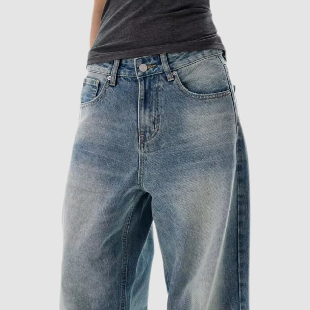 Mid-Waist Blue Wash Baggy Jeans