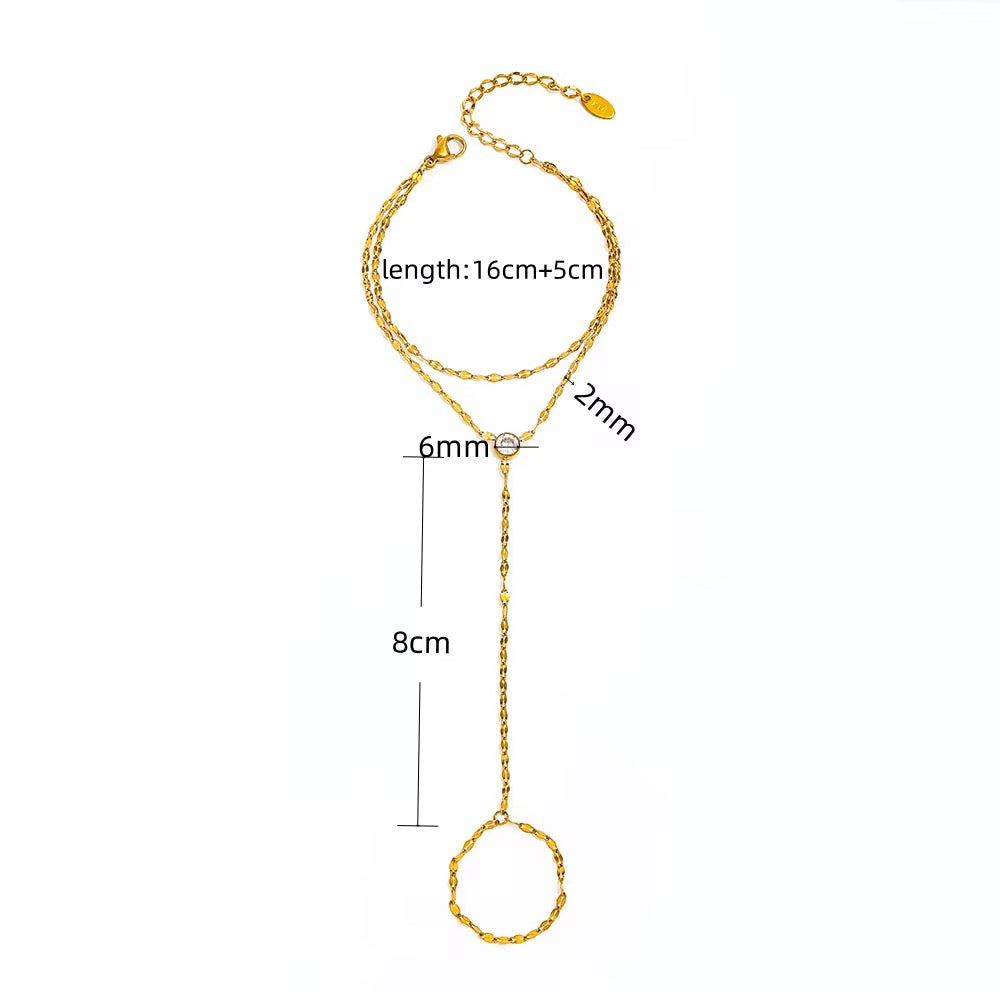 Stainless Steel Gold Hand Chain Bracelet
