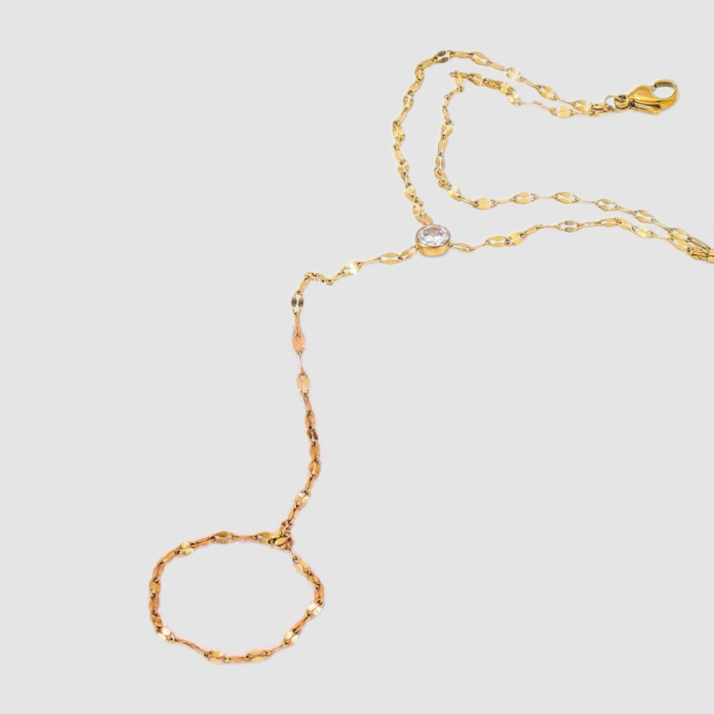 Stainless Steel Gold Hand Chain Bracelet