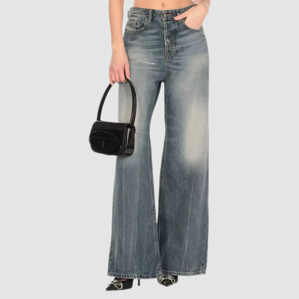 Vintage Wash Wide-Leg Jeans